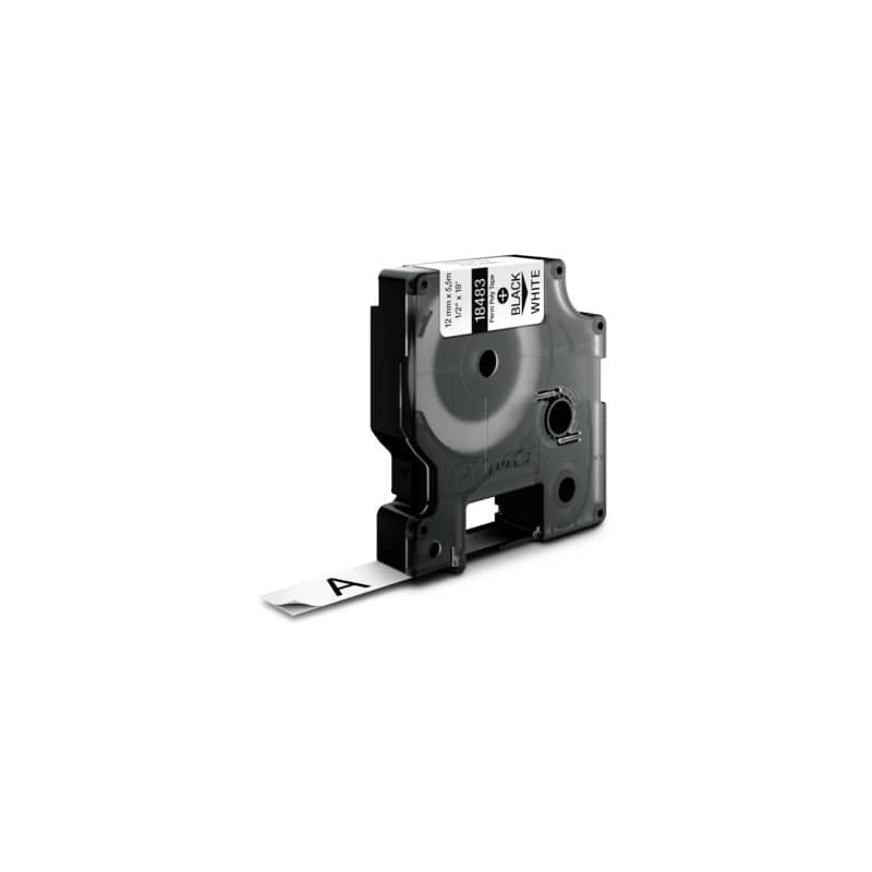 Nastro in poliestere per etichettatrice Rhino - colore nero/bianco Dymo 12 mm x 5,5 mt - 18483