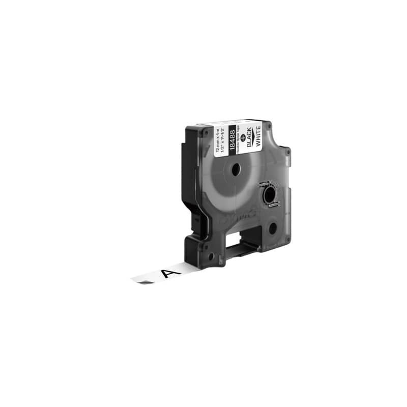 Nastro in Nylon per etichettatrice Rhino colore nero/bianco Dymo 12 mm x 3,5 mt 18488