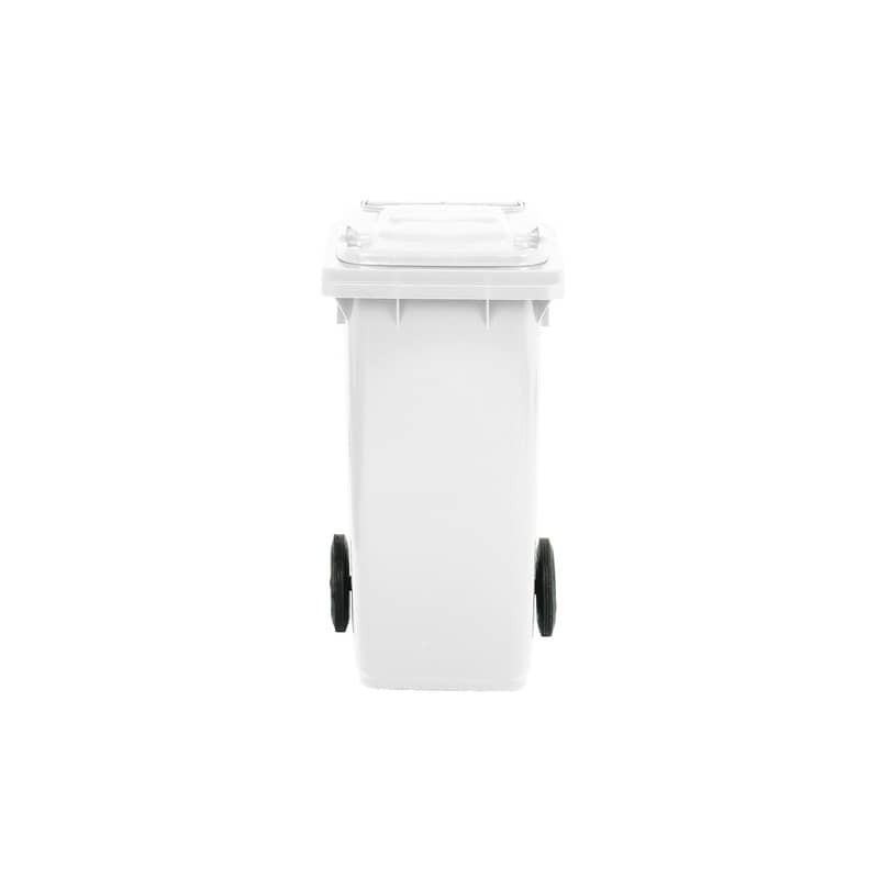 Bidone carrellato per raccolta differenziata 120 lt con coperchio PEHD Mobil Plastic bianco - 1/120/5-BIL