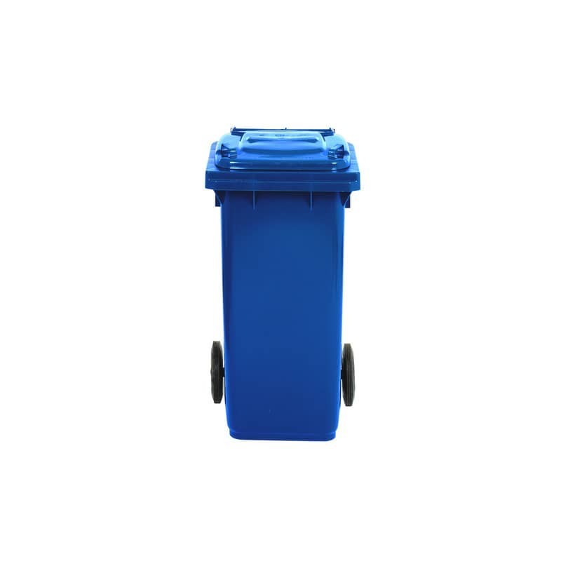 Bidone carrellato per raccolta differenziata 120 lt con coperchio PEHD Mobil Plastic blu - 1/120/5-BLB