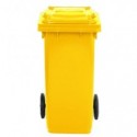 Bidone carrellato per raccolta differenziata 120 lt con coperchio PEHD Mobil Plastic giallo - 1/120/5-GIA