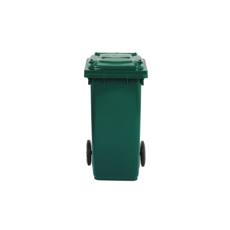 Bidone carrellato per raccolta differenziata 120 lt con coperchio PEHD Mobil Plastic verde scuro - 1/120/5-VES