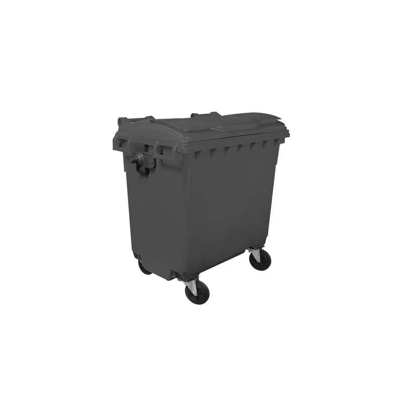 Cassonetto portarifiuti carrellato 770 lt con coperchio piano e maniglie a labbro Mobil Plastic grigio