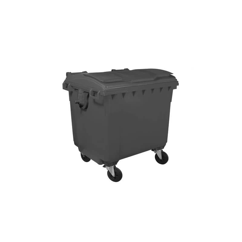 Cassonetto portarifiuti carrellato 1100 lt con coperchio piano e maniglie a labbro Mobil Plastic grigio -