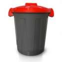 Bidone 25 litri dotato di coperchio e due chiusure esterne PP Mobil Plastic rosso - 105/25-ROB