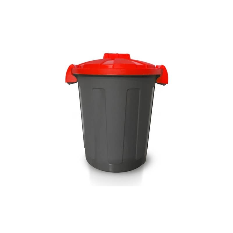 Bidone 25 litri dotato di coperchio e due chiusure esterne PP Mobil Plastic rosso - 105/25-ROB