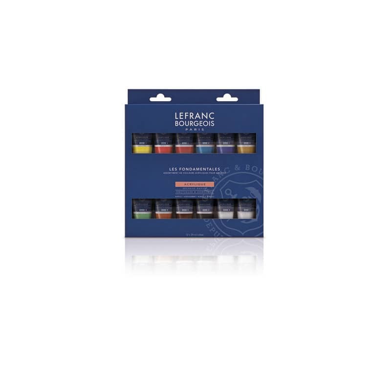 Vernice Acrilica fine in tubetto 20 ml - Lefranc Bourgeois - colori assortiti - Conf. 12 pezzi - 300341
