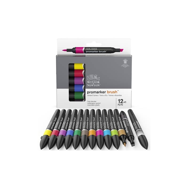 Set 12 pennarelli doppia punta brush colori vivaci assortiti + 1