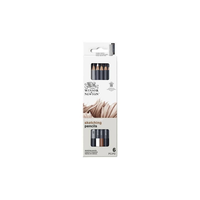 Scatola in metallo 6 matite da schizzo assortite Winsor&Newton nero 0490011