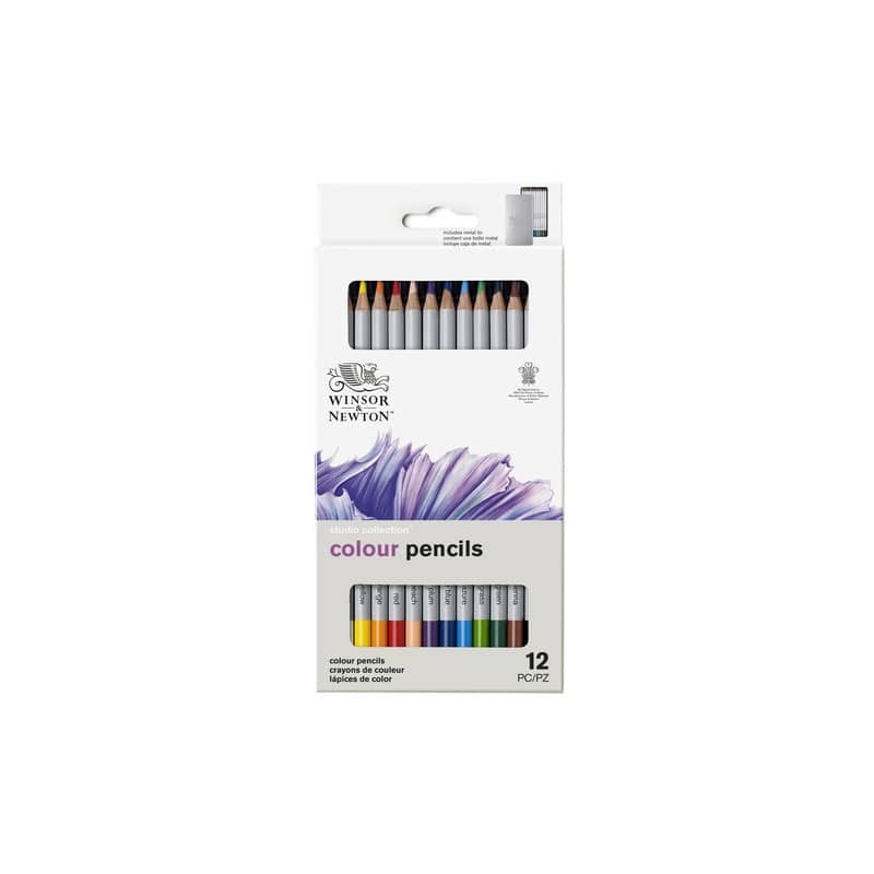 Scatola in metallo 12 matite colorate - diametro mina 3,7 mm Winsor&Newton colori assortiti - 0490012