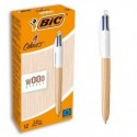 Penna a sfera a scatto BIC 4 Colours 1 mm - fusto Wood Effect 508964 (Conf.12)