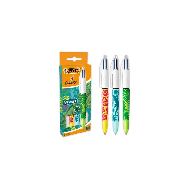 Penna a sfera a scatto BIC 4 Colours 1 mm -  Velours conf. 3 pz - 992579