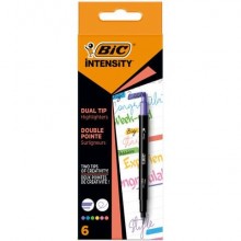 Evidenziatore con Fineliner BIC Intensity Dual Tip - assortiti - conf. 6 pz - 503828