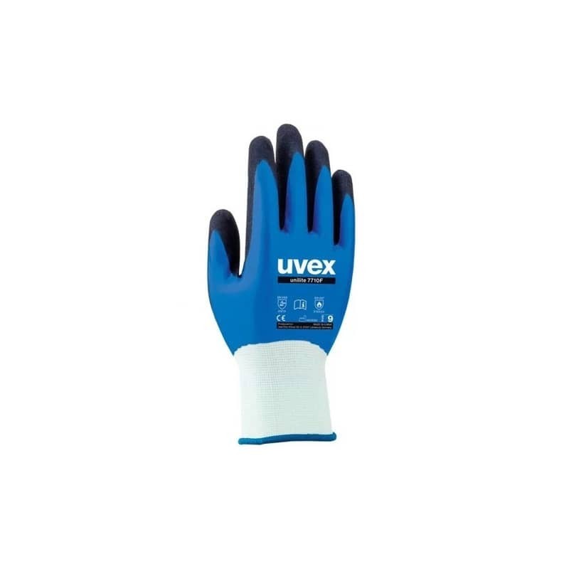Guanti protettivi antiscivolo Unilite 7710 F nylon - superfici oleose o bagnate - blu Uvex TG.10 - 6027810 (Conf.10)