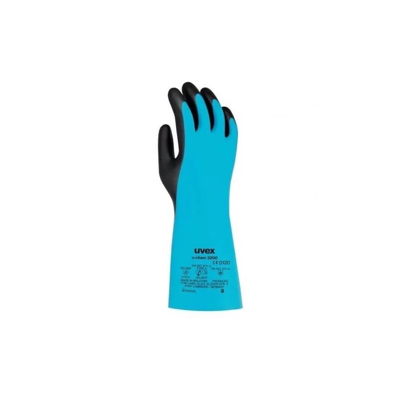 Guanti protettivi U-Chem 3200 in nylon - rischi chimici - blu/nero Uvex TG. 8 6097208 (Conf.10)