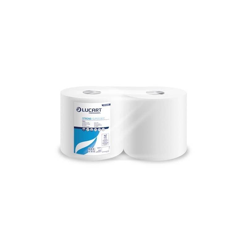 Bobina 2 veli pura cellulosa Lucart STRONG SUPER 800 - 873 strappi per rotolo - conf. 2 rotoli - 851445T