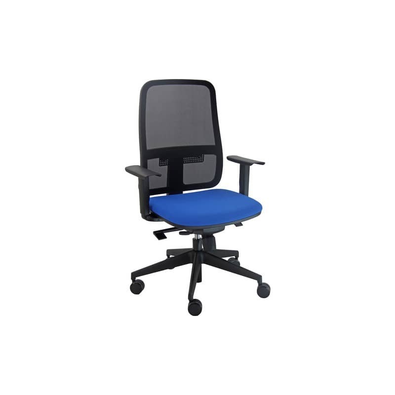 Sedia operativa girevole con schienale in rete rivestim. ignifugo synchro Blaze Unisit blu - BLYN/BR/IB
