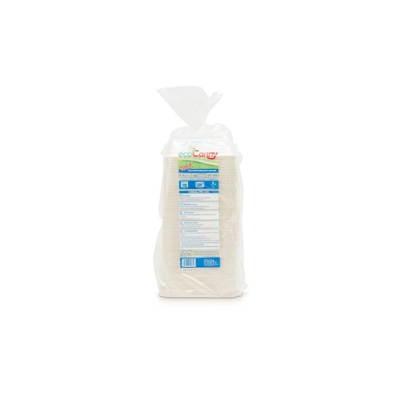 Vaschetta bio-compostabile ecoCanny Take Away bianco 2/3 porzioni conf. 100 pz  - ECO‐T23CA