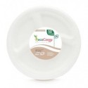 Piatti a 3 scomparti bio-compostabili ecoCanny Party bianco Ø261x28 mm conf. 50 pz - ECO‐007CA