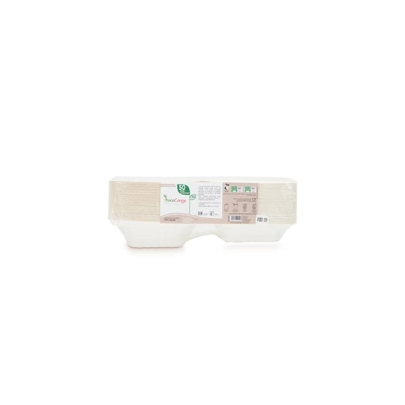 Box hamburger bio-compostabili ecoCanny Take Away bianco 150x150x80 mm conf. 50 pz - ECO‐HB06