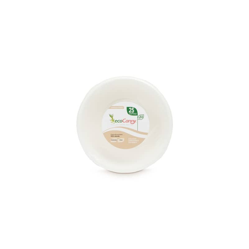 Ciotola bio-compostabile ecoCanny Take Away bianco Ø205x60 mm conf. 25 pz  - ECO‐205CA