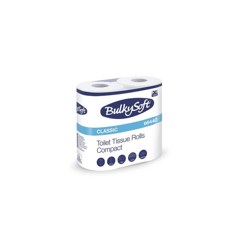 Carta igienica Classic 2 veli in pura cellulosa 500 strappi Bulkysoft conf. 4 rotoli - 66440.E21