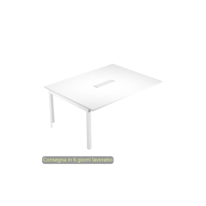 Allungo laterale per tavolo riunioni Bridge 160x120xH.72,5 cm gambe met. bianche Artexport piano bianco