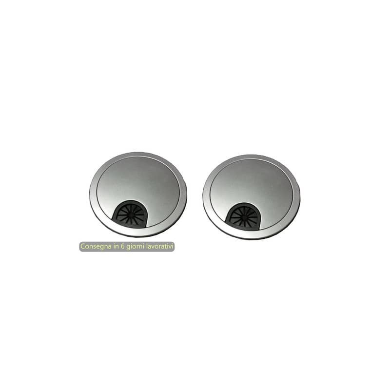 Coppia anelli passacavi per scrivania diametro 60 mm Blade Artexport grigio alluminio - PAS2-60