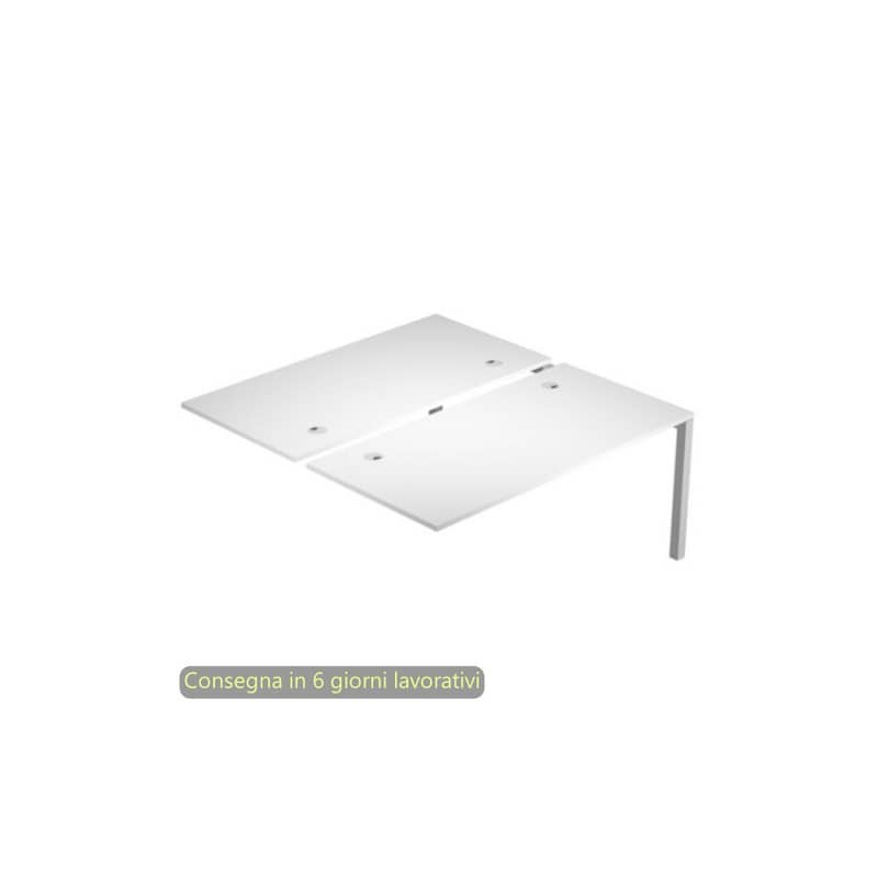 Modulo aggiuntivo bench doppio 180x168xH.72,5 cm gambe met.  grigio alluminio Bridge Artexport piano bianco