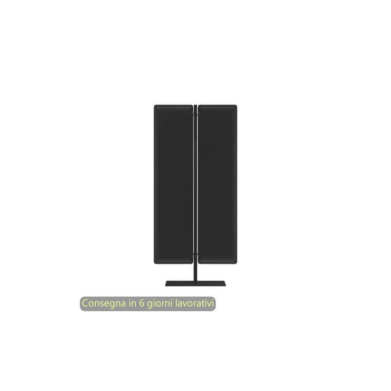 Piantana mobile in metallo nero con 2 pannelli fonoassorbenti neri Moody Artexport 83,8xH.140 cm BSJ12-IQ+BSAM-AQ