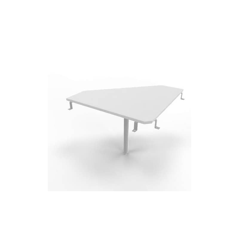 Raccordo 90° piano grigio 84x84xH.75 cm gamba in acciaio argento per scrivanie Practika P3 Quadrifoglio ECRA9003-GR-A