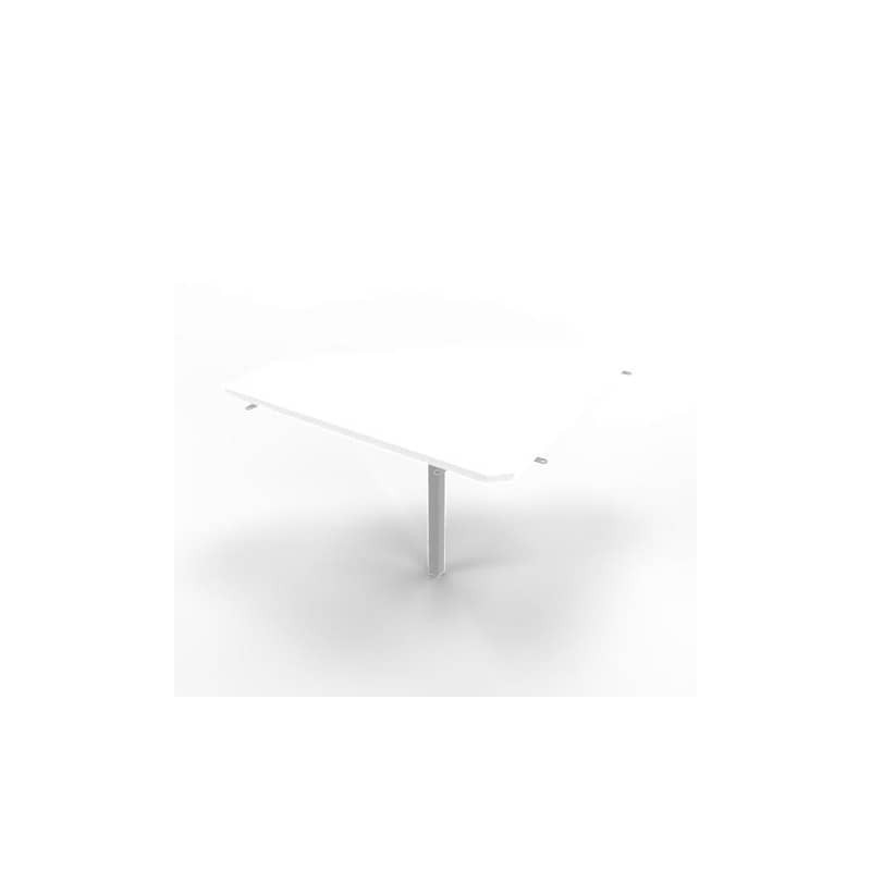 Raccordo 90° piano bianco 84x84xH.75 cm gamba in acciaio argento per scrivanie Practika P4 Quadrifoglio ECRA9004-BA-A