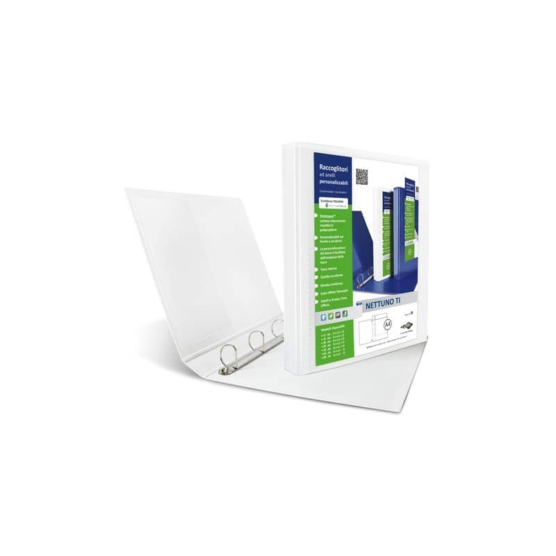 Raccoglitore personalizzabile Sei Rota Nettuno TI - 4 anelli a Q 65 mm - A4 bianco - dorso 8,5 cm - 36836501