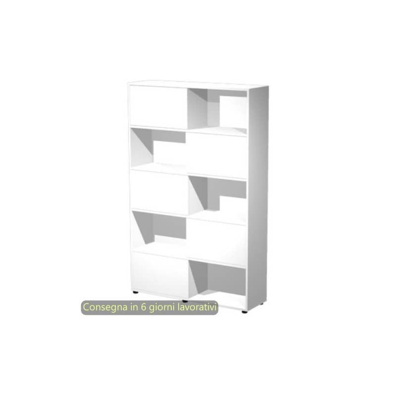 Libreria alta Tetris 5 ripiani con ante scorrevoli 120x35xH.190,6 cm Artexport bianco - 17060/33