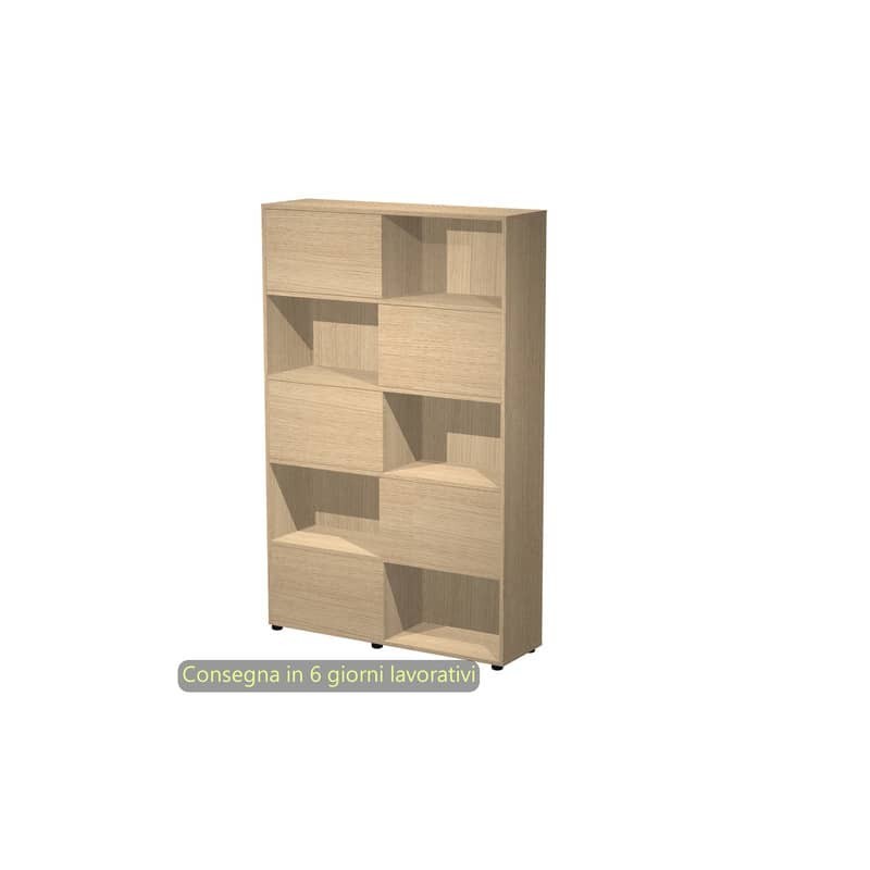 Libreria alta Tetris 5 ripiani con ante scorrevoli 120x35xH.190,6 cm Artexport rovere - 17060/CC