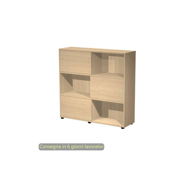 Libreria media Tetris 3 ripiani con ante scorrevoli 120x35xH.116,2 cm Artexport rovere - 17065/CC