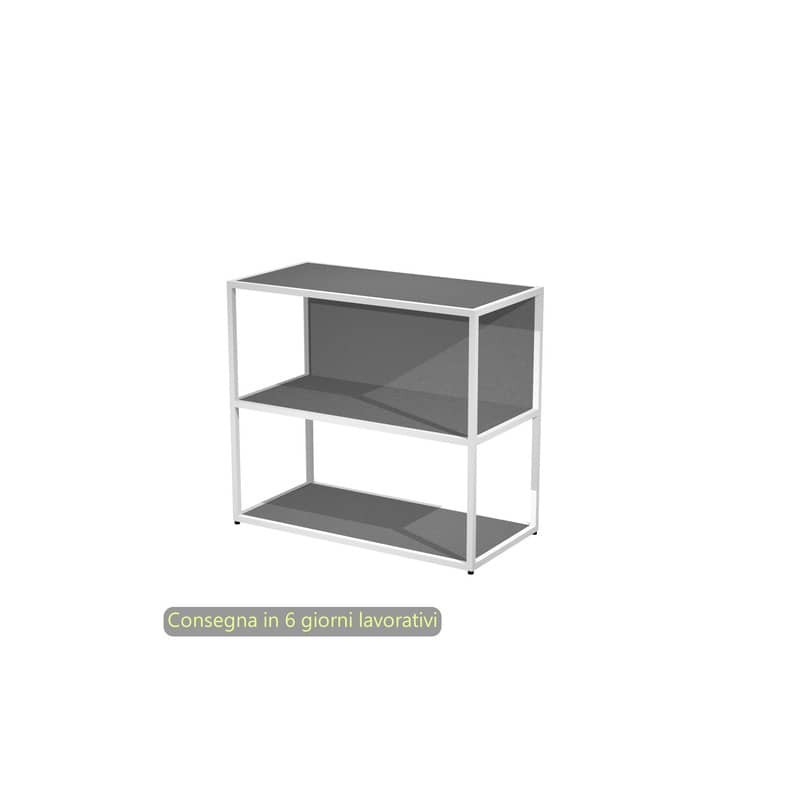 Libreria a giorno bassa 90x44xH.80 cm struttura metallo bianca Artexport Blade ripiani antracite - 270-AN+RP4-T