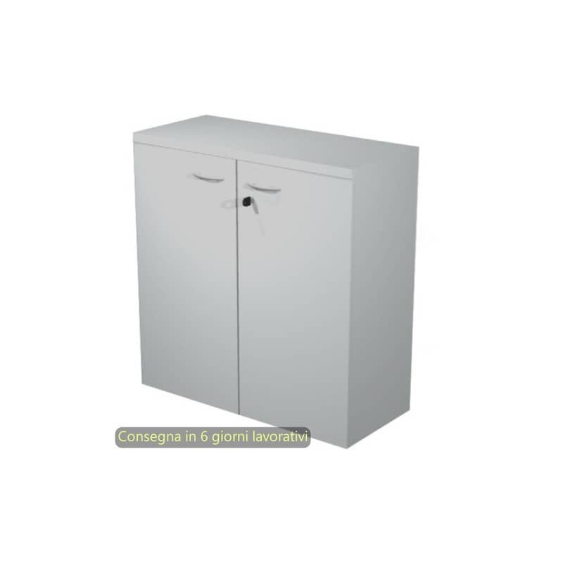 Mobile basso con ante in melaminico con serratura 80x35xH.72 cm Presto Artexport grigio - 030-67M/9