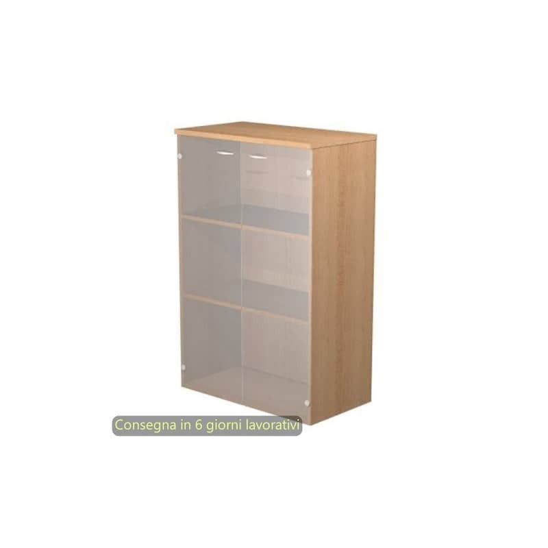 Mobile medio con ante in vetro satinato 80x35xH.120 cm 2 ripiani Presto Artexport faggio - 035-69G/6