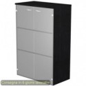 Mobile medio con ante in vetro satinato 80x35xH.120 cm 2 ripiani Presto Artexport nero venato frassino 035-69G/8