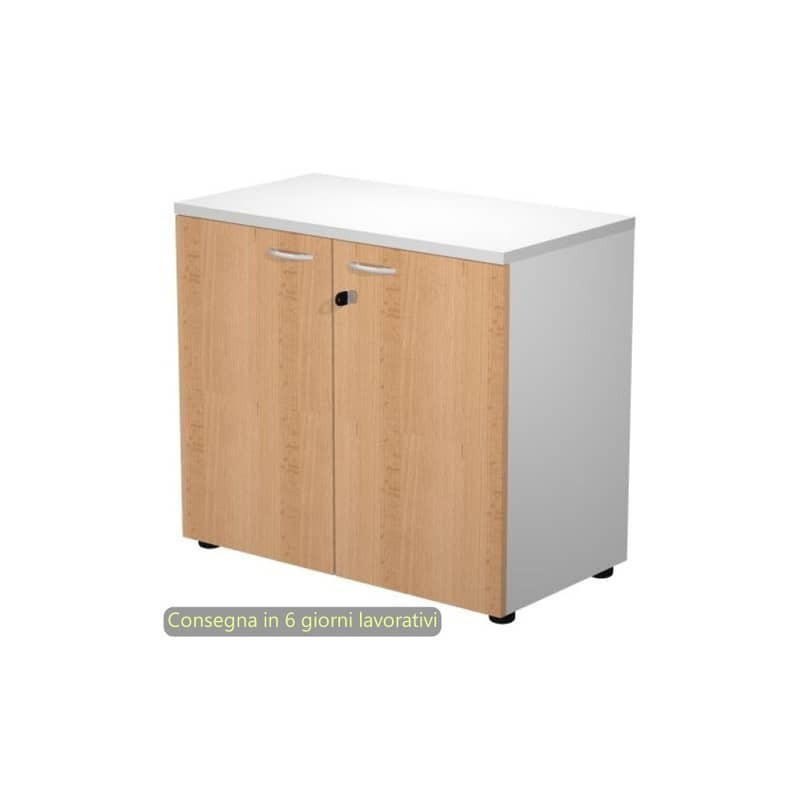 Mobile basso con serratura Presto 80x44xH.72 cm - struttura grigia Artexport ante faggio - 530-67M/6