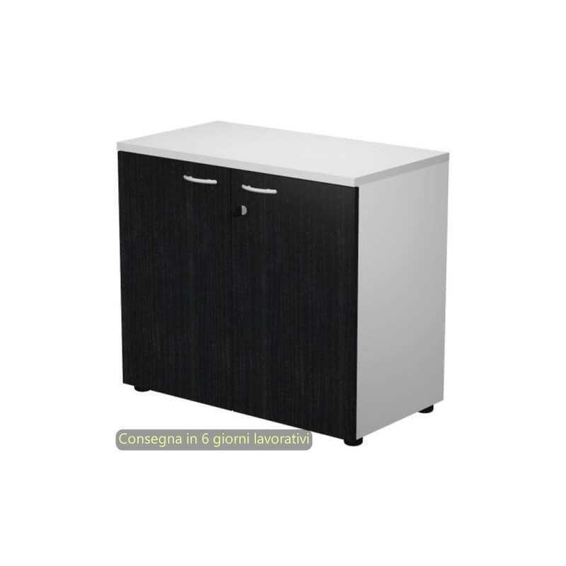 Mobile basso con serratura Presto 80x44xH.72 cm - struttura grigia Artexport ante nere - 530-67M/8
