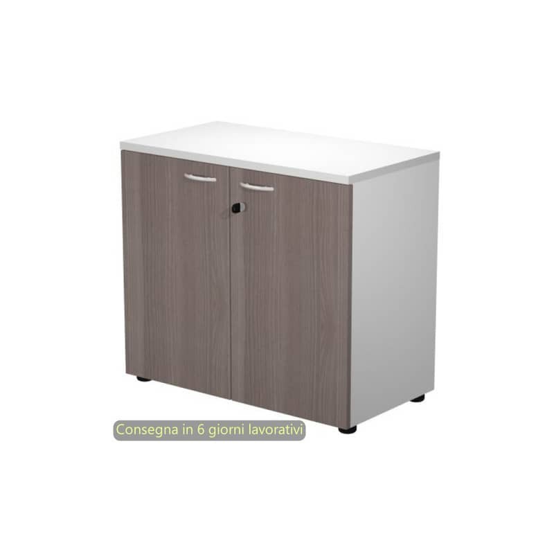 Mobile basso con serratura Presto 80x44xH.72 cm - struttura grigia Artexport ante frassino toscano