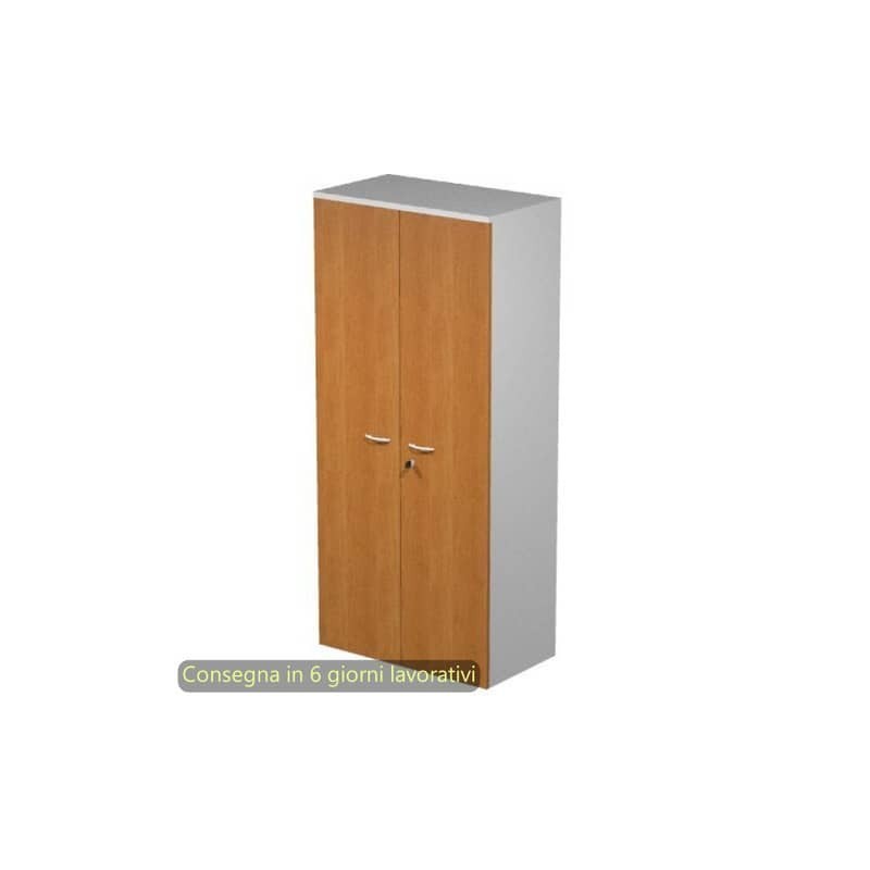 Mobile alto con serratura Presto 80x44xH.180 cm - struttura grigia Artexport ante noce chiaro