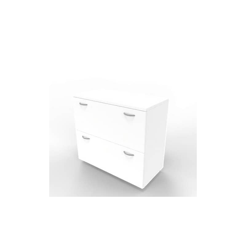 Armadio basso bianco con scocca bianca 90x45xH.81,5 cm con due classificatori estraibili Practika - ECEB90C-BA-BA-BA