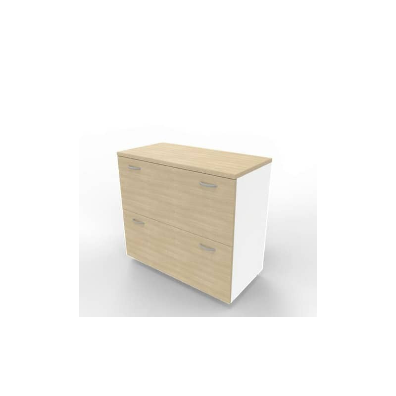 Armadio basso rovere con scocca bianca 90x45xH.81,5 cm con due classificatori estraibili Practika - ECEB90C-RK-BA-RK