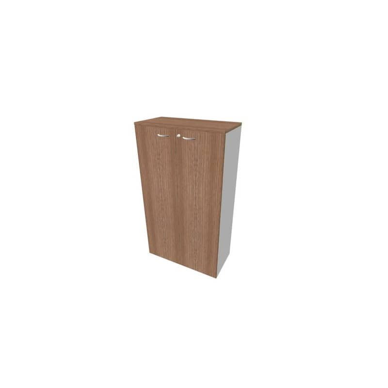 Armadio medio con ante noce canaletto scocca argento 90x45xH.160 cm linea Practika Quadrifoglio - ECEL90L-NO-AA-NO