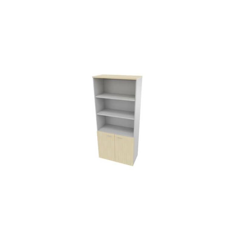 Armadio alto con ante basse rovere scocca argento 90x45xH.200 cm linea Practika Quadrifoglio - ECEB90S-RK-AA-RK