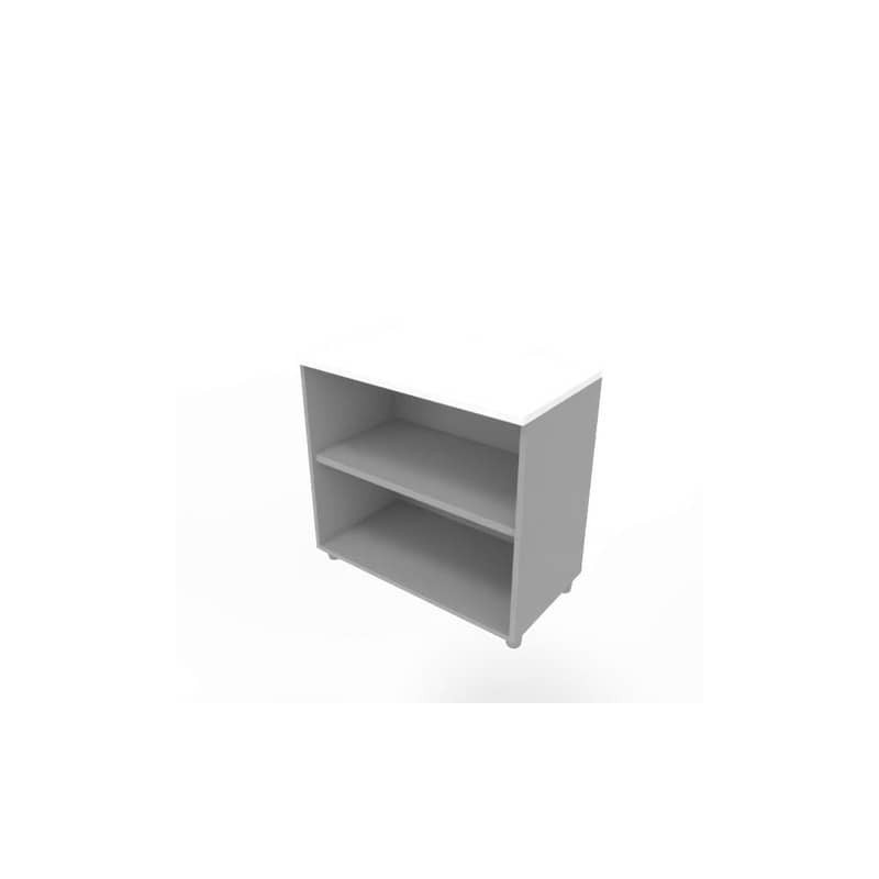 Armadio a giorno basso altezza scrivania bianco scocca argento 80x45xH.73 cm Practika Quadrifoglio - ECEB80G-BA-AA