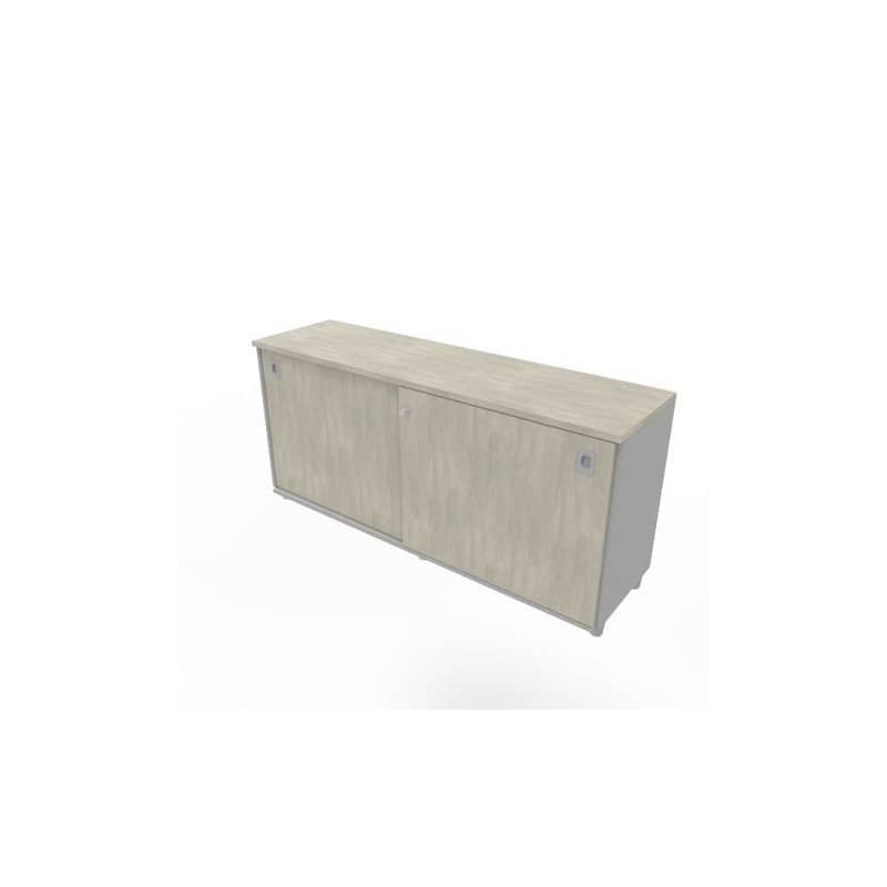 Armadio basso altezza scrivania ante scorrevoli cemento doppia larghezza 160x45xH.73 cm - ECEB16S-CL-CL